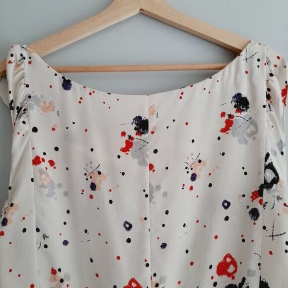 QUICKSILVER 100% Silk Tie Belt Hem Tank Top Ruffle Detail Abstract Sz S - Picture 7 of 10